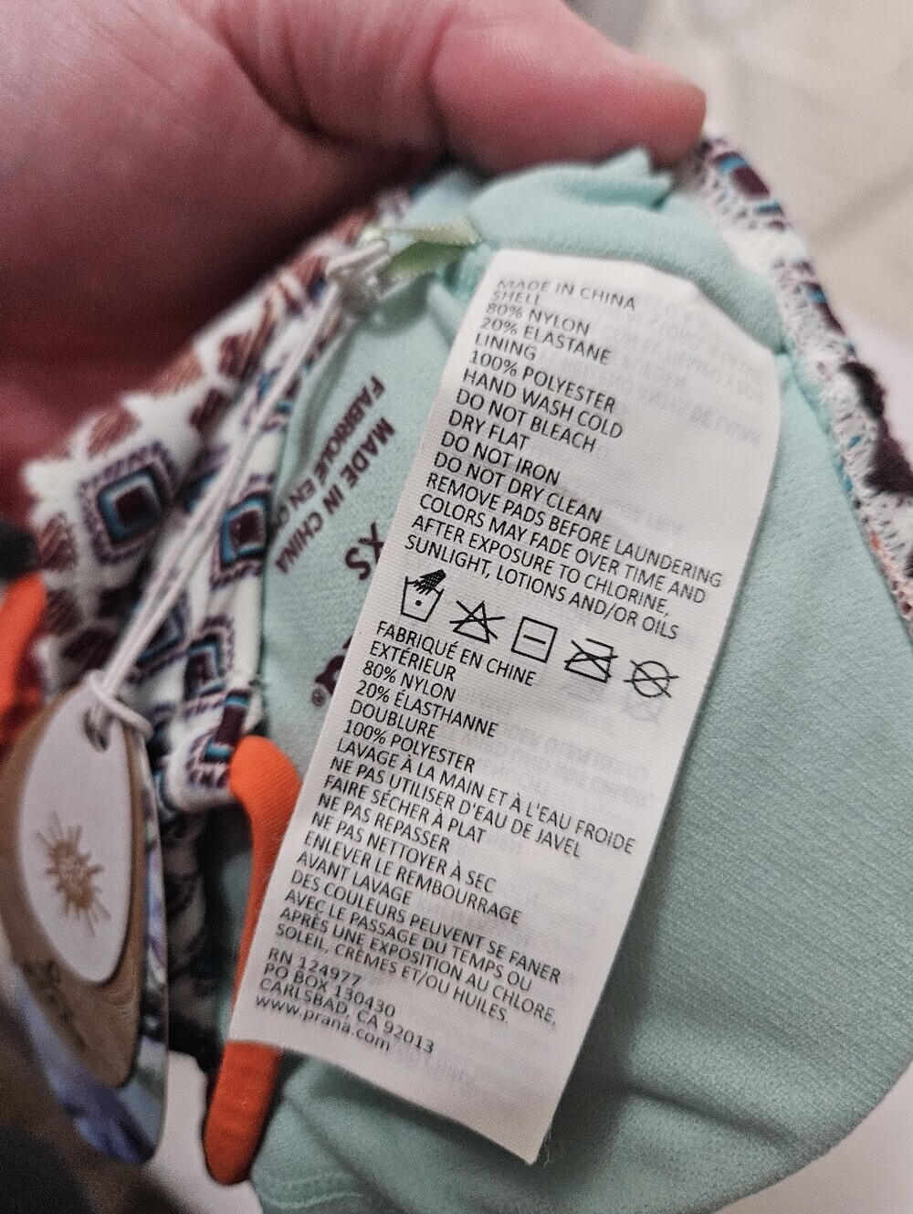 Prana Women's Orange Printed Adjustable Bikini Briana Top Swimwear Beach XS! - Picture 8 of 8